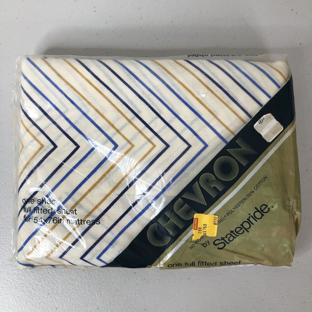 Vintage Chevron by Statepride Sheet Full Fitted 54x76 No Iron Fortrel Cotton NOS